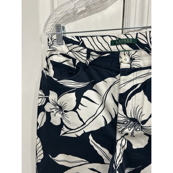 Lauren Ralph Lauren Womens Floral Print Straight-Leg Pants Size 8 98% Cotton 2% - Picture 4 of 8